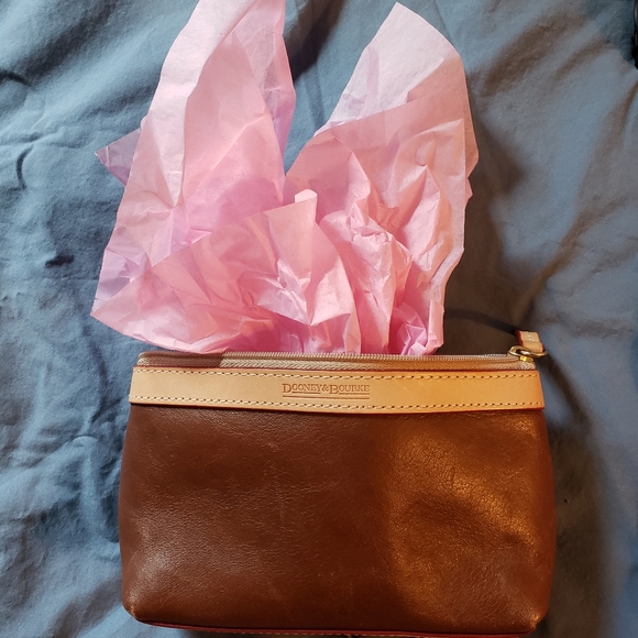 Dooney and Bourke, Brown and Tan Cosmetic Bag. 7 X4." - Picture 4 of 4